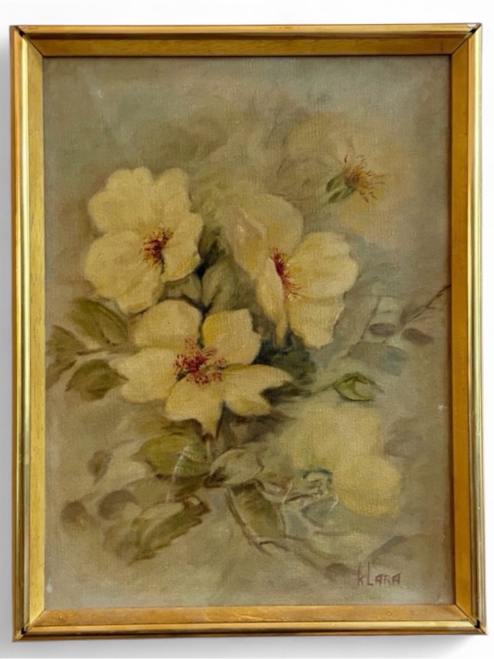 1974 Klara Signed Floral Flower Still Life Painting Framed Art Vintage Artwork